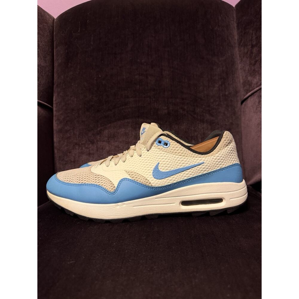 Nike Air Max 1 Golf Sneakers Shoes Men's Size 12 White Blue Cleats Outdoor